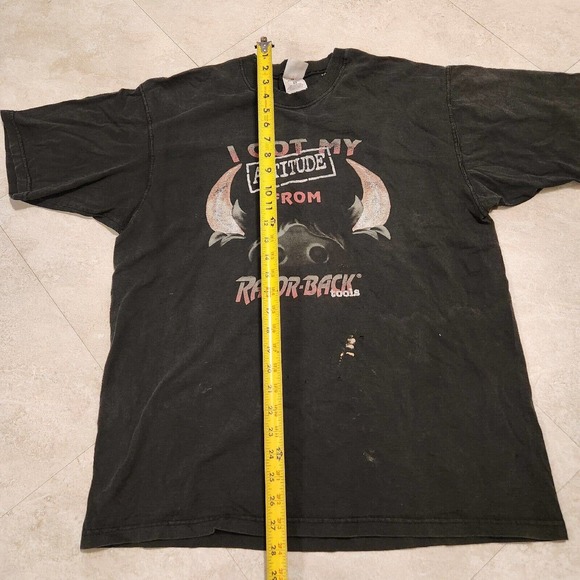 VTG Y2K Razor-Back Tools FADED DISTRESSED Mens L Large Black Graphic T Shirt - Picture 6 of 10